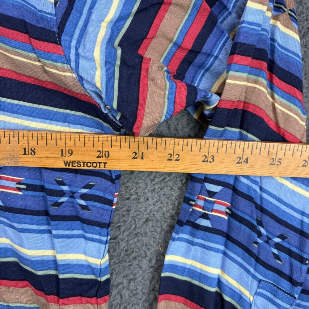 Capacity Men's Small Multi Striped Denim Collar‎ Button Down Long Sleeve Shirt - Picture 3 of 7